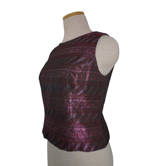 Scott McClintock Petite Millennium 2000 Purple Brocade Tank Top Sz 6 Y2K USA - Picture 4 of 7